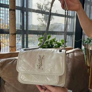 Yves Saint Laurent Cream Quilted Leather Bag